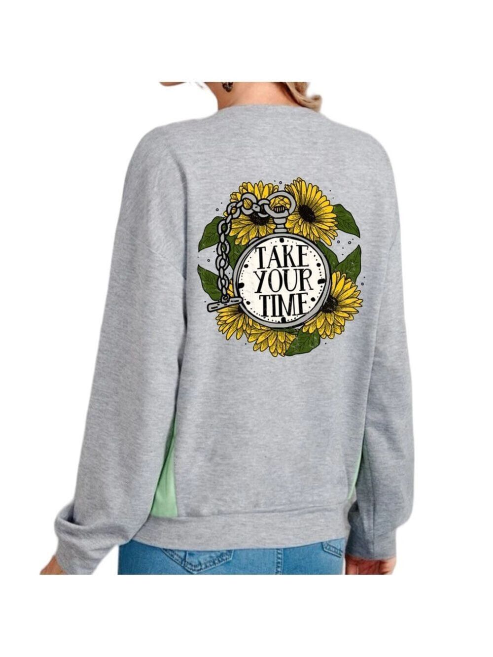Take Your Time Mental Health graphic pullover raglan style sweatshirt XXL - Picture 3 of 8